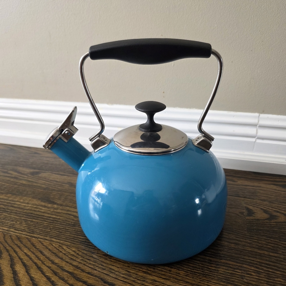 Chantal Enamel Tea Kettle 1.5–2 Qt Stovetop Whistling Kettle Stainless Steel